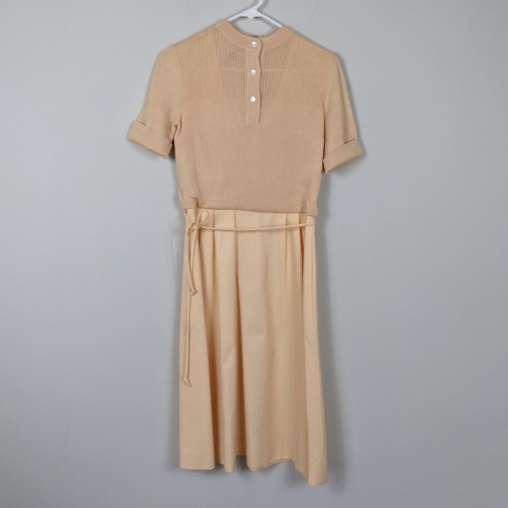 Vintage CIAO Ltd. 1980's Career Wear Belted Sweater Dress 100% Cotton